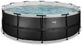 Bazén s pieskovou filtráciou Black Leather pool Exit Toys kruhový oceľová konštrukcia 427*122 cm čierny od 6 rokov
