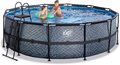 Bazén s pieskovou filtráciou Stone pool Exit Toys kruhový oceľová konštrukcia 450*122 cm šedý od 6 rokov