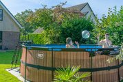 Bazén s filtráciou Wood pool Exit Toys kruhový oceľová konštrukcia 450*122 cm hnedý od 6 rokov