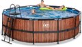 Bazén s pieskovou filtráciou Wood pool Exit Toys kruhový oceľová konštrukcia 450*122 cm hnedý od 6 rokov