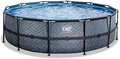 Bazén s pieskovou filtráciou Stone pool Exit Toys kruhový oceľová konštrukcia 488*122 cm šedý od 6 rokov