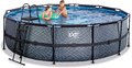Bazén s pieskovou filtráciou Stone pool Exit Toys kruhový oceľová konštrukcia 488*122 cm šedý od 6 rokov