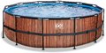 Bazén s pieskovou filtráciou Wood pool Exit Toys kruhový oceľová konštrukcia 488*122 cm hnedý od 6 rokov