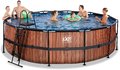 Bazén s pieskovou filtráciou Wood pool Exit Toys kruhový oceľová konštrukcia 488*122 cm hnedý od 6 rokov