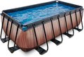 Bazén s pieskovou filtráciou Wood pool Exit Toys oceľová konštrukcia 400*200*122 cm hnedý od 6 rokov
