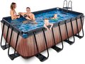 Bazén s pieskovou filtráciou Wood pool Exit Toys oceľová konštrukcia 400*200*122 cm hnedý od 6 rokov