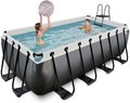 Bazén s pieskovou filtráciou Black Leather pool Exit Toys oceľová konštrukcia 400*200*122 cm čierny od 6 rokov