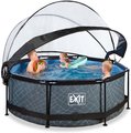 Bazén s krytom a filtráciou Stone pool Exit Toys kruhový oceľová konštrukcia 244*76 cm šedý od 6 rokov