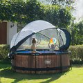 Bazén s krytom a filtráciou Wood pool Exit Toys kruhový oceľová konštrukcia 244*76 cm hnedý od 6 rokov