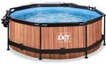 Bazén s krytom a filtráciou Wood pool Exit Toys kruhový oceľová konštrukcia 244*76 cm hnedý od 6 rokov