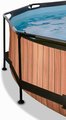 Bazén s krytom a filtráciou Wood pool Exit Toys kruhový oceľová konštrukcia 244*76 cm hnedý od 6 rokov