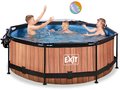 Bazén s krytom a filtráciou Wood pool Exit Toys kruhový oceľová konštrukcia 244*76 cm hnedý od 6 rokov