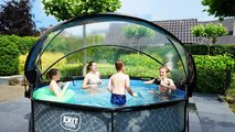 Bazén s krytom a filtráciou Stone pool Exit Toys kruhový oceľová konštrukcia 300*76 cm šedý od 6 rokov