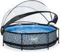 Bazén s krytom a filtráciou Stone pool Exit Toys kruhový oceľová konštrukcia 300*76 cm šedý od 6 rokov