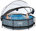 Bazén s krytom a filtráciou Stone pool Exit Toys kruhový oceľová konštrukcia 300*76 cm šedý od 6 rokov