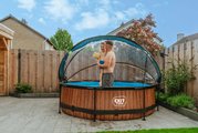 Bazén s krytom a filtráciou Wood pool Exit Toys kruhový oceľová konštrukcia 300*76 cm hnedý od 6 rokov