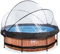 Bazén s krytom a filtráciou Wood pool Exit Toys kruhový oceľová konštrukcia 300*76 cm hnedý od 6 rokov