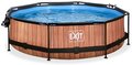 Bazén s krytom a filtráciou Wood pool Exit Toys kruhový oceľová konštrukcia 300*76 cm hnedý od 6 rokov