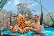 Bazén s krytom a filtráciou Wood pool Exit Toys kruhový oceľová konštrukcia 300*76 cm hnedý od 6 rokov