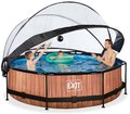 Bazén s krytom a filtráciou Wood pool Exit Toys kruhový oceľová konštrukcia 300*76 cm hnedý od 6 rokov