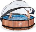 Bazén s krytom a filtráciou Wood pool Exit Toys kruhový oceľová konštrukcia 300*76 cm hnedý od 6 rokov
