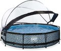 Bazén s krytom a filtráciou Stone pool Exit Toys kruhový oceľová konštrukcia 360*76 cm šedý od 6 rokov