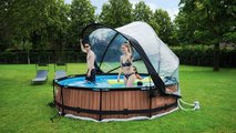 Bazén s krytom a filtráciou Wood pool Exit Toys kruhový oceľová konštrukcia 360*76 cm hnedý od 6 rokov
