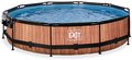 Bazén s krytom a filtráciou Wood pool Exit Toys kruhový oceľová konštrukcia 360*76 cm hnedý od 6 rokov