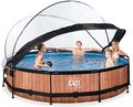 Bazén s krytom a filtráciou Wood pool Exit Toys kruhový oceľová konštrukcia 360*76 cm hnedý od 6 rokov