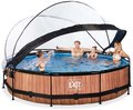 Bazén s krytom a filtráciou Wood pool Exit Toys kruhový oceľová konštrukcia 360*76 cm hnedý od 6 rokov