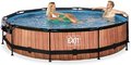 Bazén s krytom a filtráciou Wood pool Exit Toys kruhový oceľová konštrukcia 360*76 cm hnedý od 6 rokov