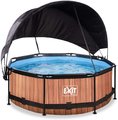Bazén so strieškou a filtráciou Wood pool Exit Toys kruhový oceľová konštrukcia 244*76 cm hnedý od 6 rokov