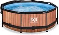 Bazén so strieškou a filtráciou Wood pool Exit Toys kruhový oceľová konštrukcia 244*76 cm hnedý od 6 rokov