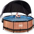 Bazén so strieškou a filtráciou Wood pool Exit Toys kruhový oceľová konštrukcia 244*76 cm hnedý od 6 rokov