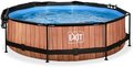 Bazén so strieškou a filtráciou Wood pool Exit Toys kruhový oceľová konštrukcia 300*76 cm hnedý od 6 rokov