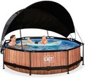 Bazén so strieškou a filtráciou Wood pool Exit Toys kruhový oceľová konštrukcia 300*76 cm hnedý od 6 rokov