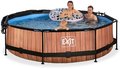 Bazén so strieškou a filtráciou Wood pool Exit Toys kruhový oceľová konštrukcia 300*76 cm hnedý od 6 rokov