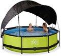 Bazén so strieškou a filtráciou Lime pool Exit Toys kruhový oceľová konštrukcia 300*76 cm zelený od 6 rokov