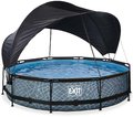Bazén so strieškou a filtráciou Stone pool Exit Toys kruhový oceľová konštrukcia 360*76 cm šedý od 6 rokov