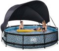 Bazén so strieškou a filtráciou Stone pool Exit Toys kruhový oceľová konštrukcia 360*76 cm šedý od 6 rokov