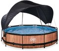 Bazén so strieškou a filtráciou Wood pool Exit Toys kruhový oceľová konštrukcia 360*76 cm hnedý od 6 rokov