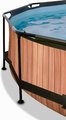 Bazén so strieškou a filtráciou Wood pool Exit Toys kruhový oceľová konštrukcia 360*76 cm hnedý od 6 rokov