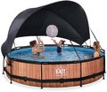 Bazén so strieškou a filtráciou Wood pool Exit Toys kruhový oceľová konštrukcia 360*76 cm hnedý od 6 rokov