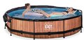 Bazén so strieškou a filtráciou Wood pool Exit Toys kruhový oceľová konštrukcia 360*76 cm hnedý od 6 rokov