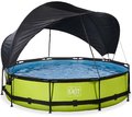 Bazén so strieškou a filtráciou Lime pool Exit Toys kruhový oceľová konštrukcia 360*76 cm zelený od 6 rokov