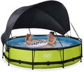 Bazén so strieškou a filtráciou Lime pool Exit Toys kruhový oceľová konštrukcia 360*76 cm zelený od 6 rokov