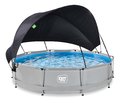 Bazén so strieškou a filtráciou Soft Grey pool Exit Toys kruhový oceľová konštrukcia 360*76 cm šedý od 6 rokov