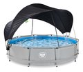 Bazén so strieškou a filtráciou Soft Grey pool Exit Toys kruhový oceľová konštrukcia 360*76 cm šedý od 6 rokov