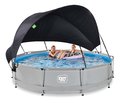 Bazén so strieškou a filtráciou Soft Grey pool Exit Toys kruhový oceľová konštrukcia 360*76 cm šedý od 6 rokov