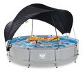 Bazén so strieškou a filtráciou Soft Grey pool Exit Toys kruhový oceľová konštrukcia 360*76 cm šedý od 6 rokov ET30351250